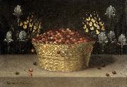 LEDESMA, Blas de Basket of Cherries and Flowers painting